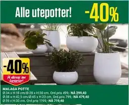 Europris MALAGA POTTE tilbud