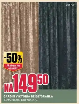 Europris GARDIN VIKTORIA BEIGE/GRÅBLÅ tilbud