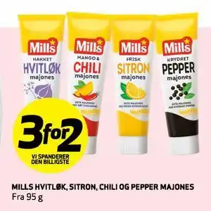 Bunnpris MILLS HVITLØK, SITRON, CHILI OG PEPPER MAJONES tilbud