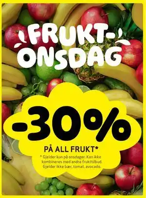 Bunnpris 30% PÅ ALL FRUKT tilbud