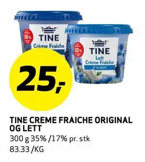 Bunnpris TINE CREME FRAICHE ORIGINAL OG LETT tilbud