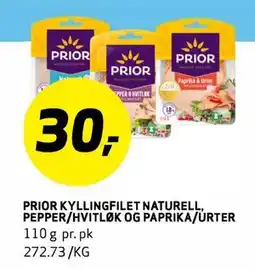 Bunnpris PRIOR KYLLINGFILET NATURELL, PEPPER/HVITLØK OG PAPRIKA/URTER tilbud