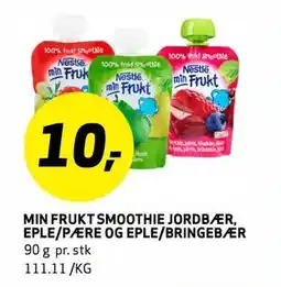Bunnpris MIN FRUKT SMOOTHIE JORDBÆR, EPLE/PÆRE OG EPLE/BRINGEBÆR tilbud