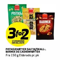 Bunnpris PISTASJENØTTER SALT M/SKALL-, BARMIX OG CASHEWNØTTER tilbud