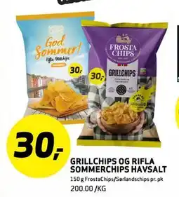 Bunnpris GRILLCHIPS OG RIFLA SOMMERCHIPS HAVSALT tilbud