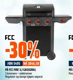 Obs Bygg 30% PÅ FCC FIRE 3,1 GASSGRILL tilbud