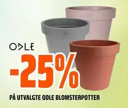 Obs Bygg 25% PÅ UTVALGTE BLOMSTERPOTTER tilbud