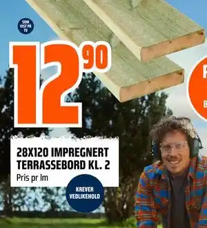 Obs Bygg 28X120 IMPREGNERT TERRASSEBORD KL. 2 tilbud