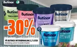 Obs Bygg 30% PÅ BUTINOX INTERIØRMALING 2,7 LITER tilbud