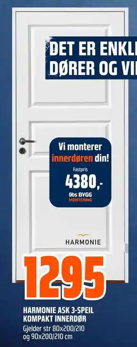 Obs Bygg HARMONIE ASK 3-SPEIL KOMPAKT INNERDØR tilbud