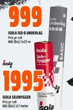Obs Bygg ISOLA ISO-D UNDERLAG tilbud