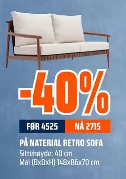 Obs Bygg 40% PÅ NATERIAL RETRO SOFA tilbud