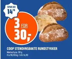 Coop Obs COOP STENOVNSBAKTE RUNDSTYKKER tilbud