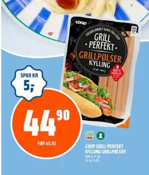 Coop Obs COOP GRILL PERFEKT KYLLING GRILLPØLSER tilbud