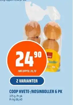 Coop Obs COOP HVETE-/ROSINBOLLER 6 PK tilbud