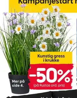 Rusta Kunstig gress i krukke tilbud