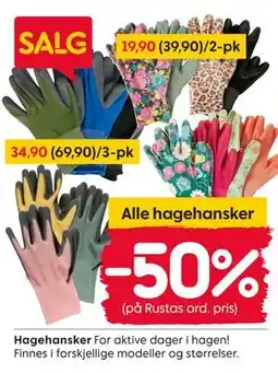 Rusta Alle hagehansker tilbud