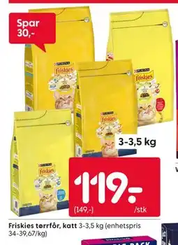 Rusta Friskies tørrfôr, katt tilbud