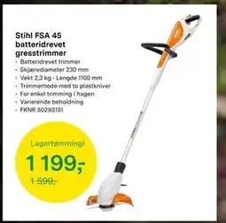 Felleskjøpet Stihl FSA 45 batteridrevet gresstrimmer tilbud