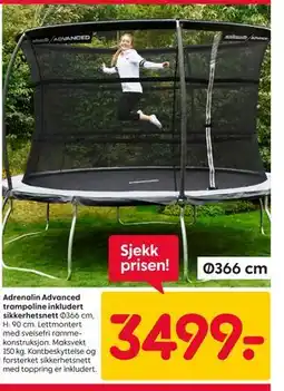 Rusta Adrenalin Advanced trampoline inkludert sikkerhetsnett tilbud