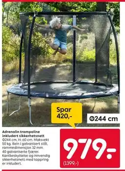 Rusta Adrenalin trampoline inkludert sikkerhetsnett tilbud