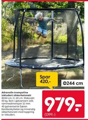 Rusta Adrenalin trampoline inkludert sikkerhetsnett tilbud
