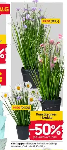 Rusta Kunstig gress i krukke tilbud