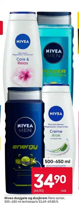Rusta Nivea dusjgele og dusjkrem tilbud