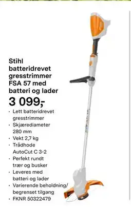 Felleskjøpet Stihl batteridrevet gresstrimmer FSA 57 med batteri og lader tilbud