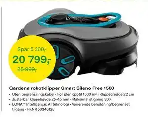 Felleskjøpet Gardena robotklipper Smart Sileno Free 1500 tilbud