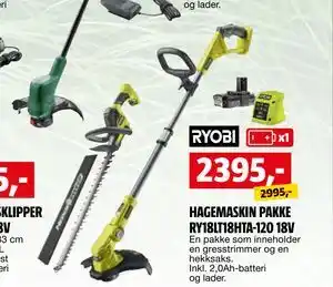 Bauhaus HAGEMASKIN PAKKE RY18LT18HTA-120 18V tilbud