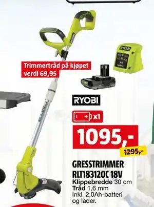 Bauhaus GRESSTRIMMER RLT183120C 18V tilbud