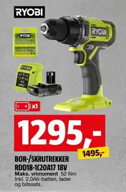 Bauhaus BOR-/SKRUTREKKER RDD18-1C20A17 18V tilbud
