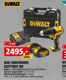 Bauhaus BOR-/SKRUTREKKER DCD777M2T 18V tilbud