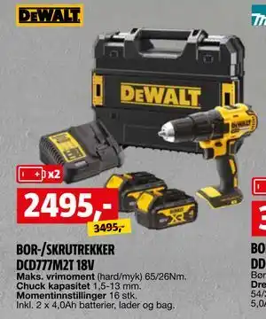 Bauhaus BOR-/SKRUTREKKER DCD777M2T 18V tilbud