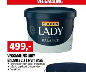 Bauhaus VEGGMALING LADY BALANCE 2,7 L HVIT BASE tilbud
