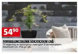 Bauhaus FORSKALLINGSBLOKK 50X20X20CM GRÅ tilbud
