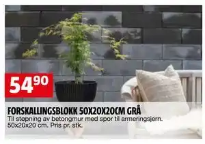 Bauhaus FORSKALLINGSBLOKK 50X20X20CM GRÅ tilbud