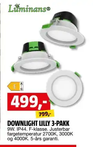 Bauhaus DOWNLIGHT LILLY 3-PAKK tilbud