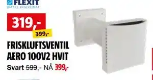 Bauhaus FRISKLUFTSVENTIL AERO 100V2 HVIT tilbud