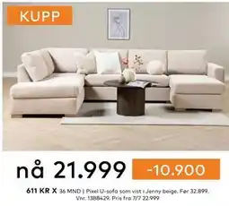 Skeidar Pixel U-sofa tilbud