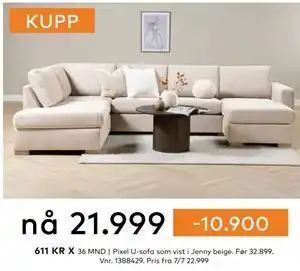 Skeidar Pixel U-sofa tilbud