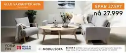 Skeidar Noor Lux hjørnesofa tilbud
