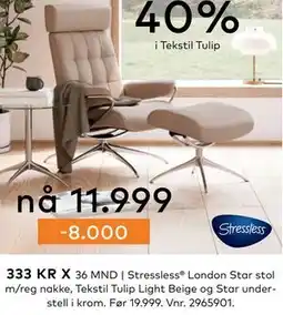 Skeidar Stressless London Star stol tilbud