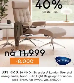 Skeidar Stressless London Star stol tilbud