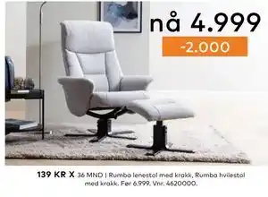 Skeidar Rumba lenestol med krakk, Rumba hvilestol med krakk tilbud