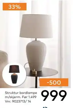 Skeidar Struktur bordlampe m/skjerm tilbud