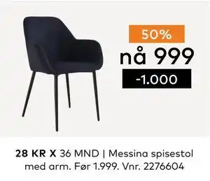 Skeidar Messina spisestol med arm tilbud