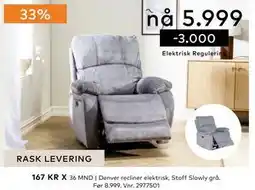Skeidar Denver recliner elektrisk tilbud