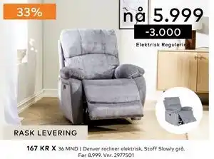 Skeidar Denver recliner elektrisk tilbud